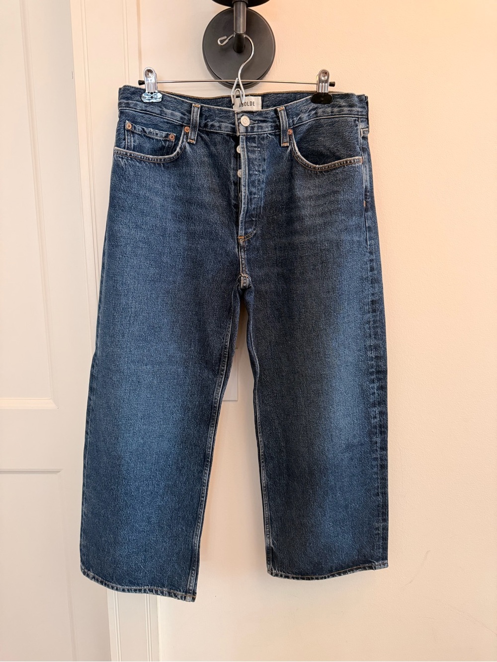 Agolde Relaxed Wide-Leg Jeans in Dark Blue Denim